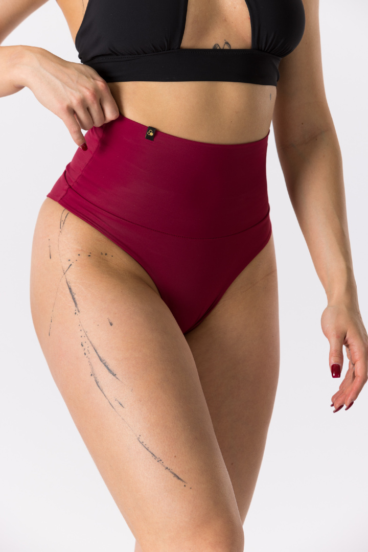 GoldBee Plavky Stahovací Brazilky Bordo (Barva Bordo, Velikost 3XL)
