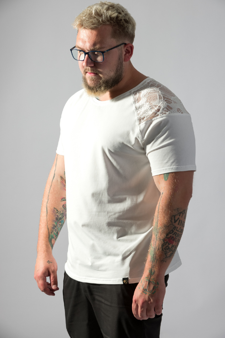 GoldBee Pánské Tričko s Krajkou White (Barva White, Velikost L)