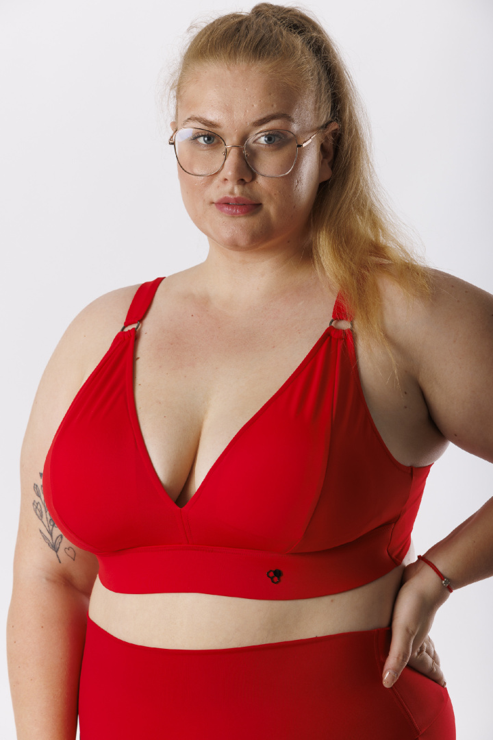 GoldBee Plavky Vrchní Díl Pro Velká Prsa Red (Barva Red, Velikost 3XL)
