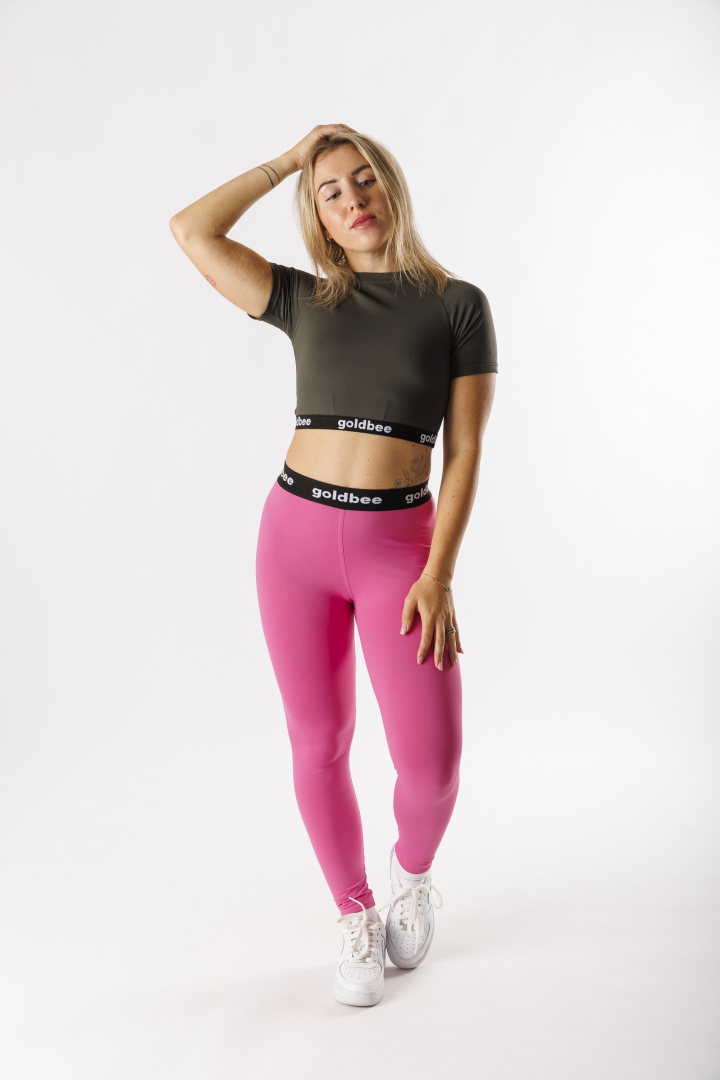GoldBee Crop-Top S Krátkým Rukávem BeOne Army (Barva Army, Velikost L)