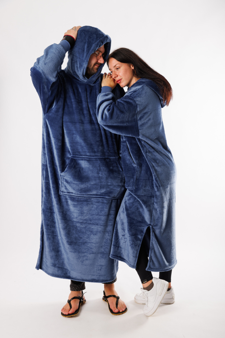 GoldBee Extra Dlouhá Mikina Doba Ledová Fluffy Jeans (Barva Jeans, Velikost XL-4XL)