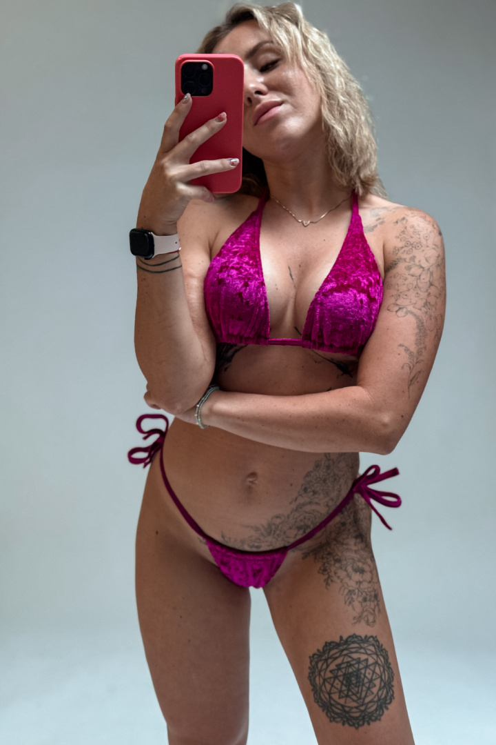 GoldBee Sametové Plavky Vrchní Díl Too Hot Fuchsia (Barva Fuchsia, Velikost L)