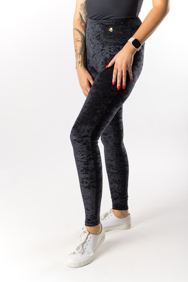 GoldBee Sametové Legíny Stahující Pas Black (Barva Black, Velikost 3XL)