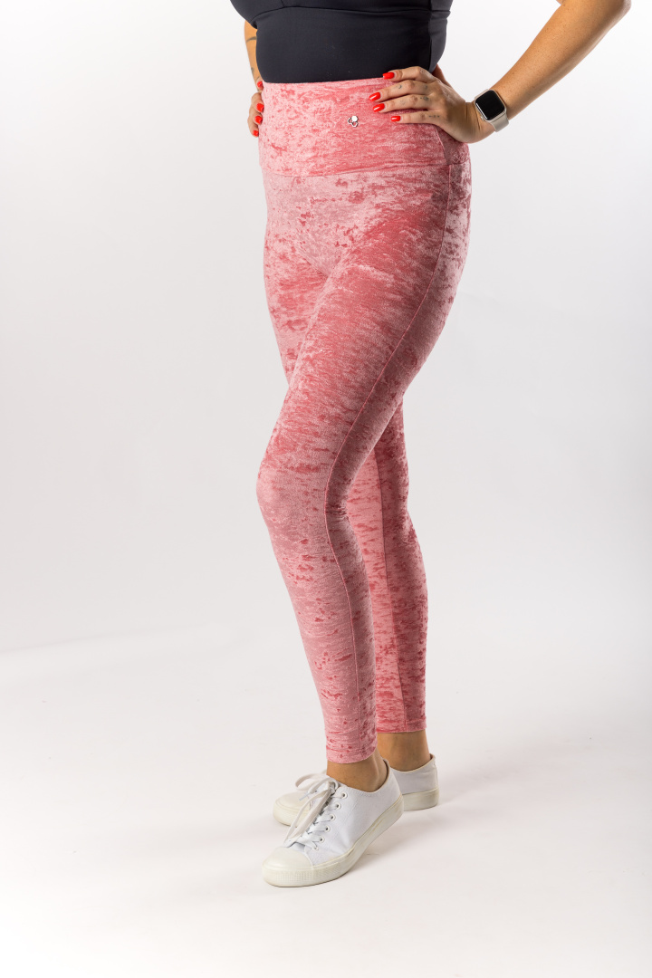 GoldBee Sametové Legíny Stahující Pas Salmon Pink (Barva Salmon, Velikost 3XL)