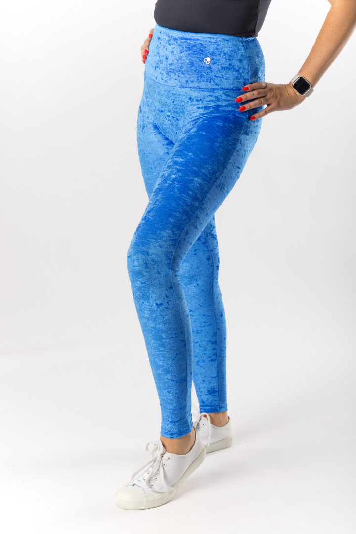 GoldBee Sametové Legíny Stahující Pas Ocean Blue (Barva Ocean Blue, Velikost 3XL)