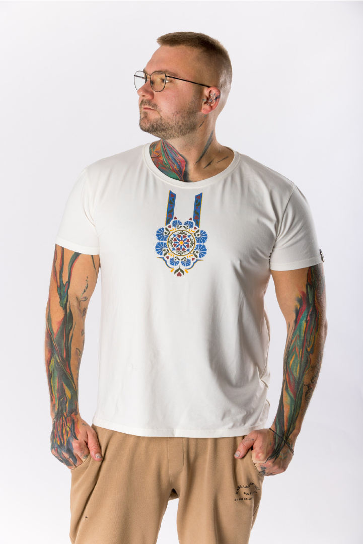 GoldBee Pánské Tričko Morava Blue Flower White (Barva Blue Flower White, Velikost L)