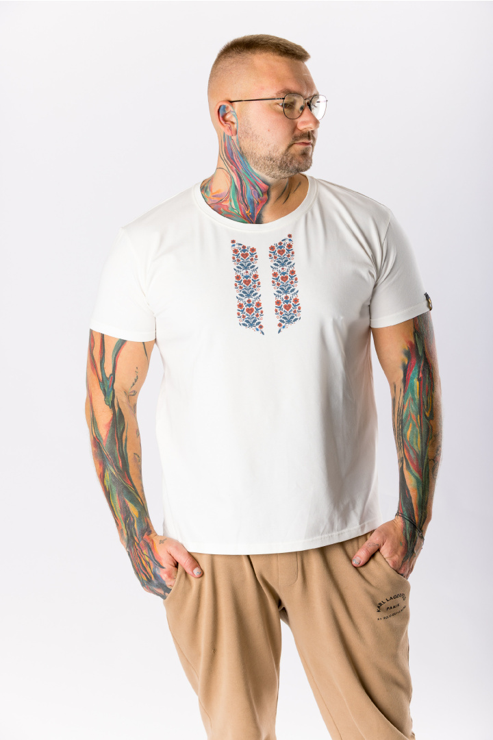 GoldBee Pánské Tričko Morava Heart Flower White (Barva Heart Flower White, Velikost L)