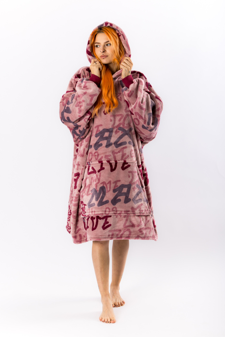 GoldBee Mikina Doba Ledová Fluffy Jacquard Pink (Barva Jacquard Pink, Velikost XL-4XL)