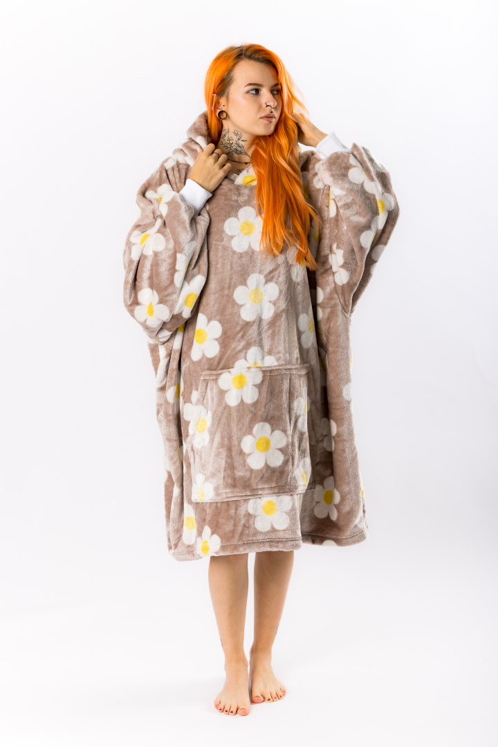 GoldBee Mikina Doba Ledová Fluffy Flowers Sand (Barva Flowers Sand, Velikost XL-4XL)