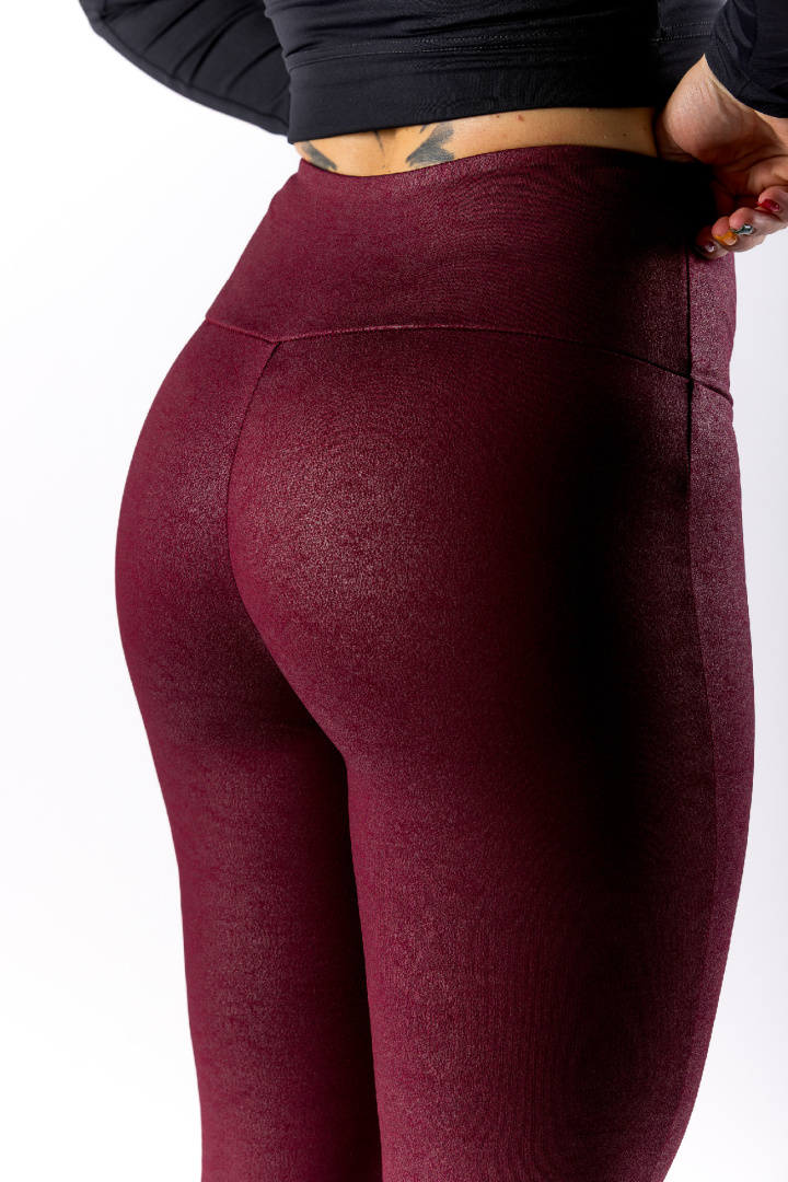 GoldBee Legíny B2 Koženkové Bordo (Barva Bordo, Velikost 3XL)