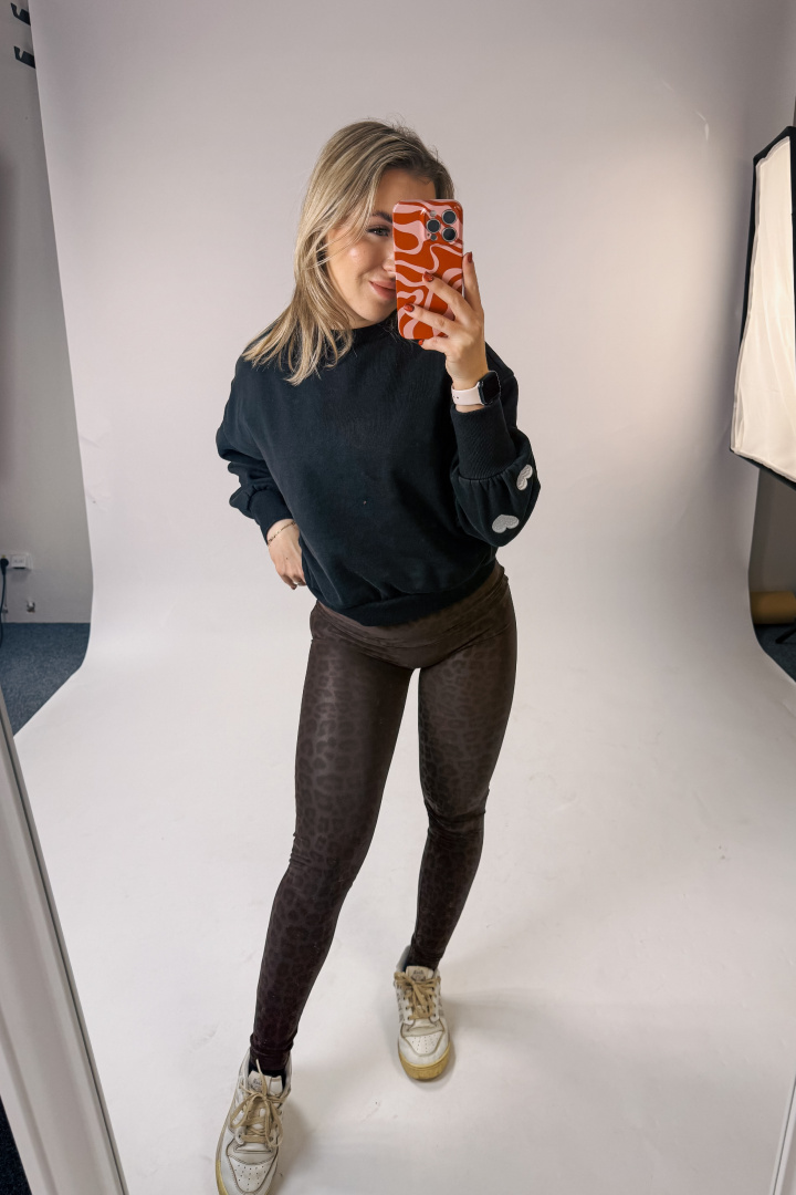 GoldBee Zateplené Legíny B2 Koženkové Animal Brown (Barva Brown, Velikost 3XL)