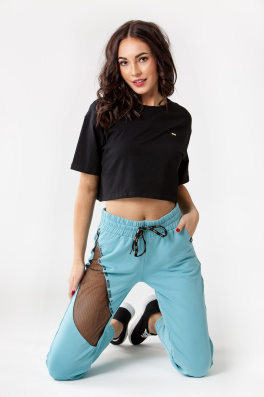 GoldBee Tepláky Chicago Dusty Aqua (Barva Aqua, Velikost L)