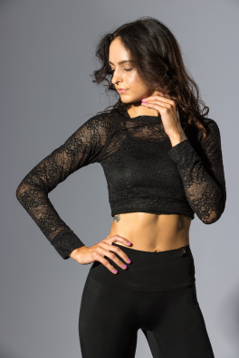 GoldBee CropTop Krajka Black (Barva Black, Velikost L)