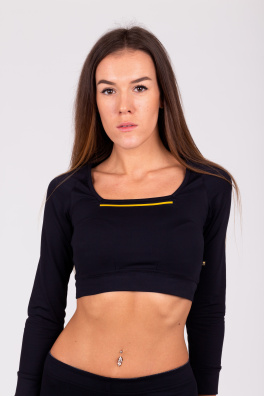 GoldBee Crop-Top Gold Line Black (Barva Black, Velikost L)