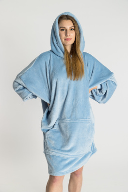 GoldBee Mikina Doba Ledová Fluffy Dusty Blue (Barva Dusty Blue, Velikost XL-4XL)