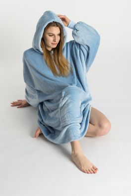 GoldBee Mikina Doba Ledová Fluffy Dusty Blue (Barva Dusty Blue, Velikost XL-4XL)