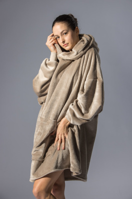 GoldBee Mikina Doba Ledová Fluffy Taupe (Barva Taupe, Velikost XL-4XL)