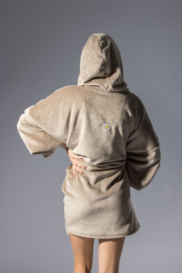 GoldBee Mikina Doba Ledová Fluffy Taupe (Barva Taupe, Velikost XL-4XL)