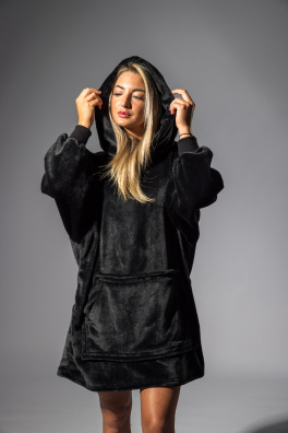 GoldBee Mikina Doba Ledová Fluffy Black (Barva Black, Velikost XL-4XL)