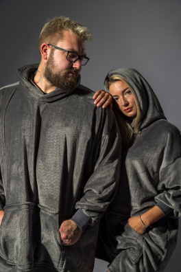 GoldBee Mikina Doba Ledová Fluffy Grey (Barva Grey, Velikost XL-4XL)