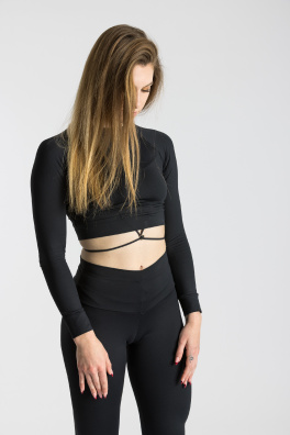 GoldBee Crop Top Fifty Shades Of Black (Barva Black, Velikost L)