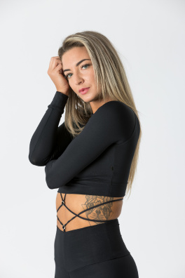 GoldBee Crop Top Fifty Shades Of Black (Barva Black, Velikost L)