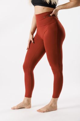 GoldBee Legíny Stahující Pas Lycra Brick Red (Barva Brick Red, Velikost 3XL)