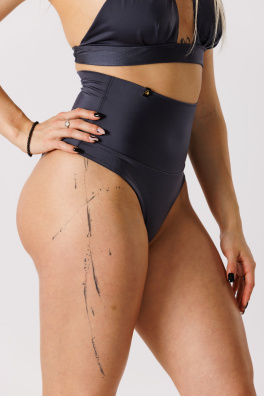 GoldBee Plavky Stahovací Brazilky Dark Grey (Barva Dark Grey, Velikost L)