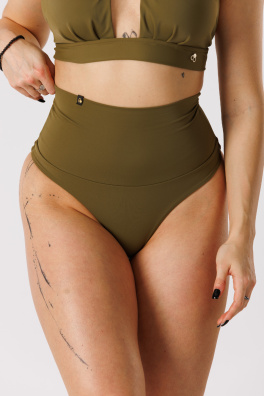 GoldBee Plavky Stahovací Brazilky Moss Green (Barva Moss Green, Velikost 3XL)