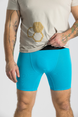 GoldBee Boxerky Dlouhé Blue (Barva Blue, Velikost M)