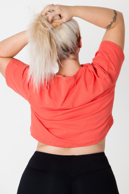 GoldBee Crop-Top Organic Coral (Barva Coral, Velikost L)