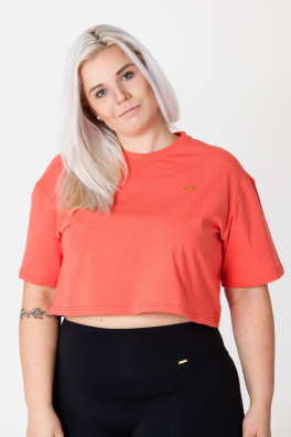 GoldBee Crop-Top Organic Coral (Barva Coral, Velikost L)