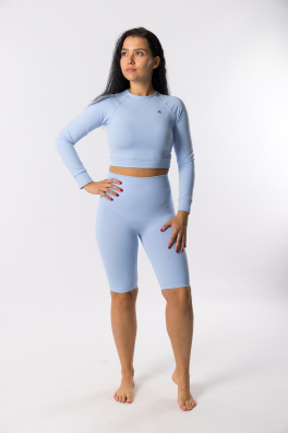 GoldBee Dlouhé Kraťásky Stahující Celé Břicho Baby Blue (Barva Baby Blue, Velikost L)