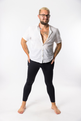 GoldBee Pánské Legíny Stahující Pas Black (Barva Black, Velikost L)