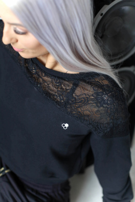 GoldBee Krajková Crop Mikina Black (Barva Black, Velikost XS)