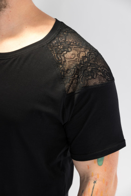 GoldBee Pánské Tričko s Krajkou Black (Barva Black, Velikost M)