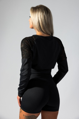 GoldBee Crop-Top BeClassic S Krajkou Black (Barva Black, Velikost XS)