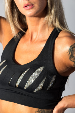 GoldBee Podprsenka Lenka s Flitry Black (Barva Black, Velikost XS)