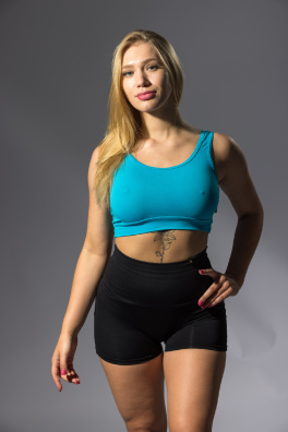 GoldBee Organic Krátký Top Tyrkys (Barva Tyrkys, Velikost XS)