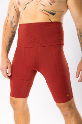 GoldBee Pánské Kraťase Stahující Pas Brick Red (Barva Brick Red, Velikost 3XL)