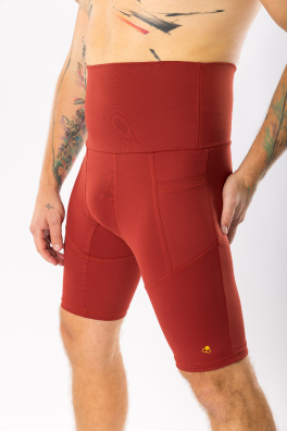 GoldBee Pánské Kraťase Stahující Pas Brick Red (Barva Brick Red, Velikost 3XL)