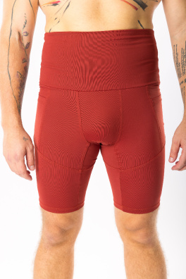 GoldBee Pánské Kraťase Stahující Pas Brick Red (Barva Brick Red, Velikost 3XL)