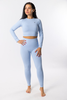 GoldBee Legíny Stahující Celé Břicho Lycra Baby Blue (Barva Baby Blue, Velikost L)