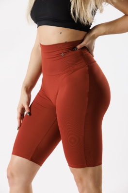 GoldBee Kraťase Stahující Pas Dlouhé Brick Red (Barva Brick Red, Velikost L)