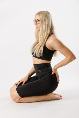 GoldBee Kraťase Stahující Pas Dlouhé Black (Barva Black, Velikost S)