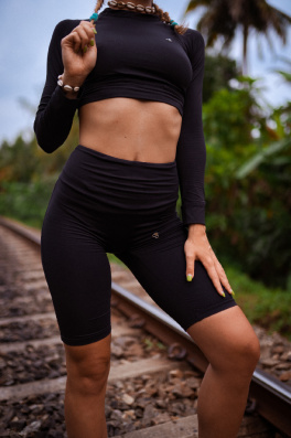 GoldBee Kraťase Stahující Pas Dlouhé Black (Barva Black, Velikost S)