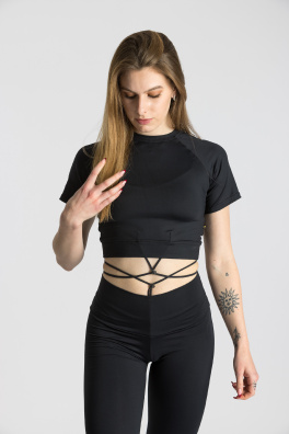 GoldBee Crop Top Krátký Fifty Shades Of Black (Barva Black, Velikost M)