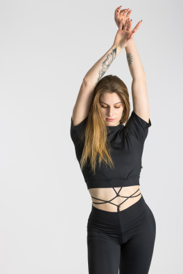 GoldBee Crop Top Krátký Fifty Shades Of Black (Barva Black, Velikost M)