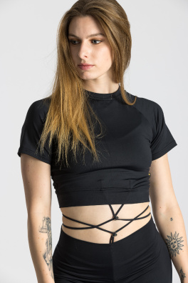 GoldBee Crop Top Krátký Fifty Shades Of Black (Barva Black, Velikost M)