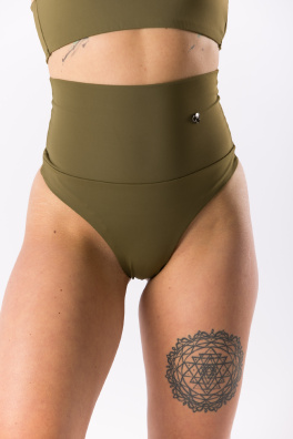 GoldBee Plavky Stahovací Tanga Moss Green (Barva Moss Green, Velikost XL)